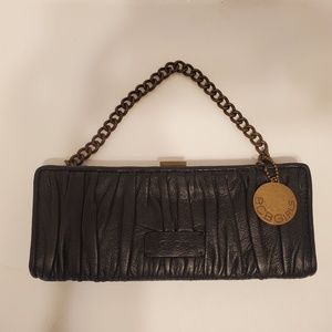 BCBGirls Black Leather Clutch with Chain